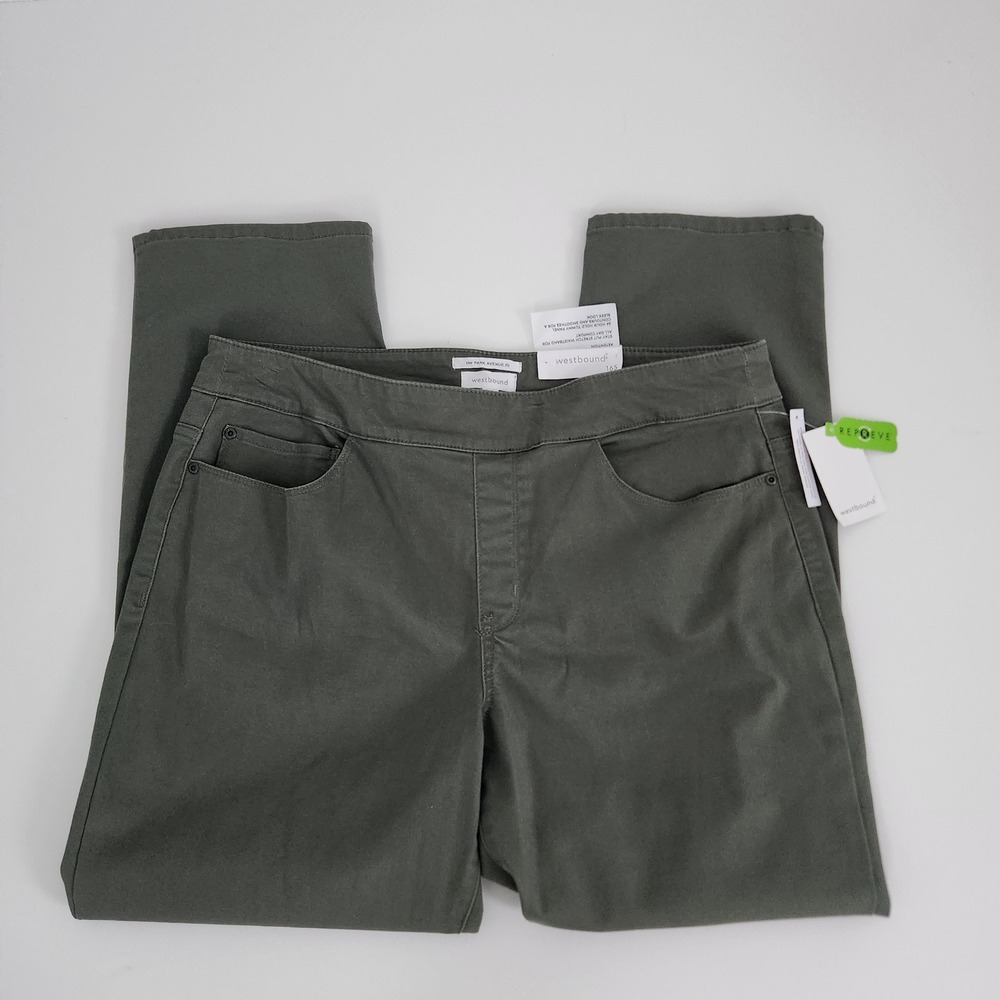 Westbound Park Avenue Fit Pants Size 16S Olive Green Mid Rise Straight Leg NWT